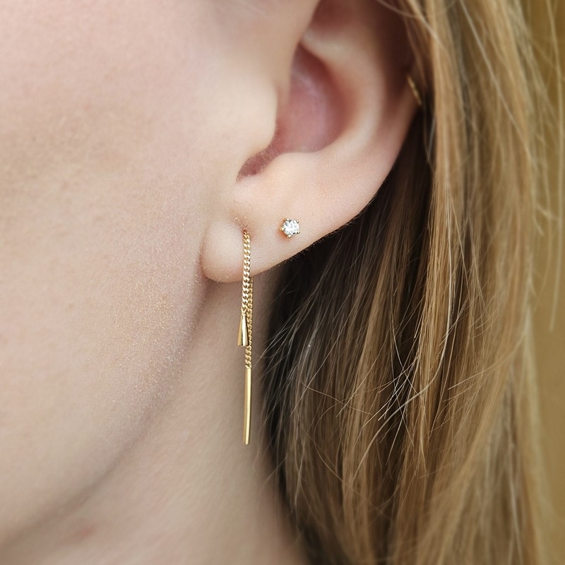 8kt guld ørehængere med keglevedhæng