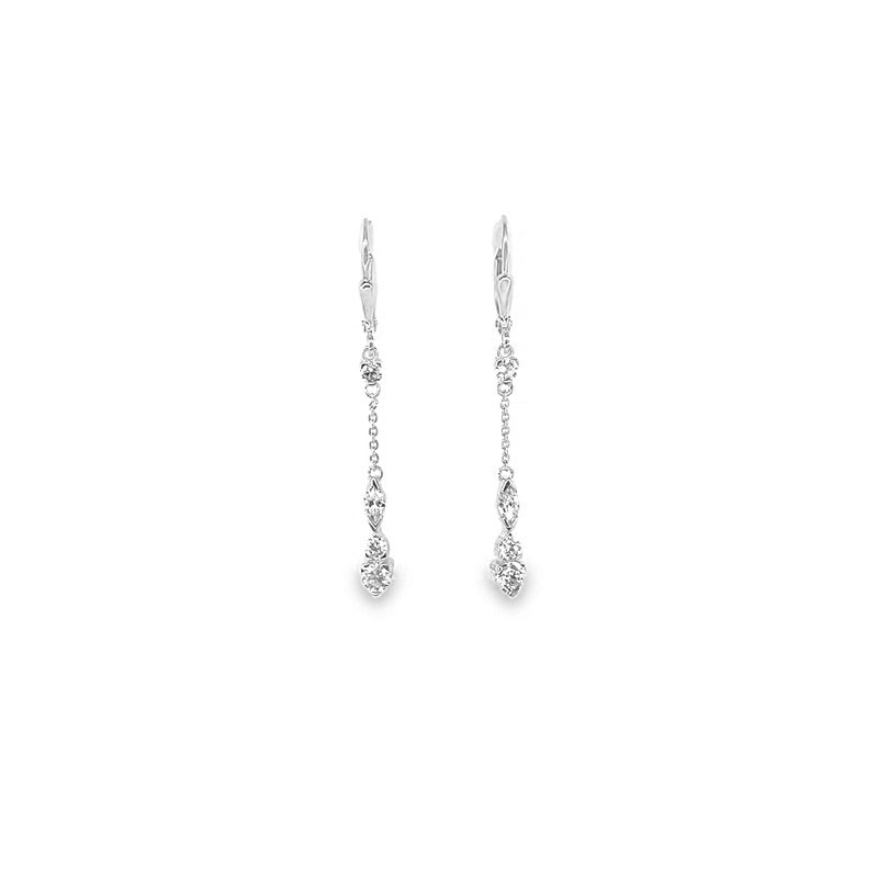 Lange sølvøreringe med zirkonia i forskellige former