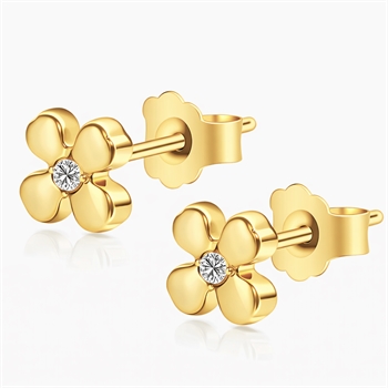 Blomster øreringe i forgyldt titanium