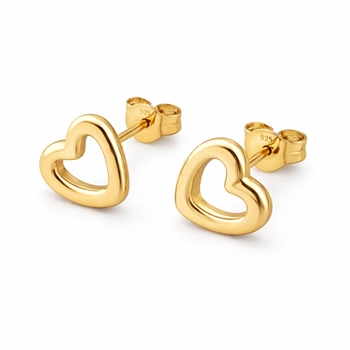 Øreringe i forgyldt titanium hjerteform