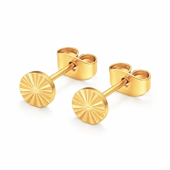 100% Titanium Runde ørestikkere i forgyldt titanium 