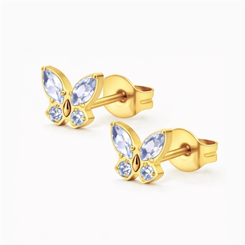 100% Titanium - Sommerfugle øreringe i forgyldt titanium 