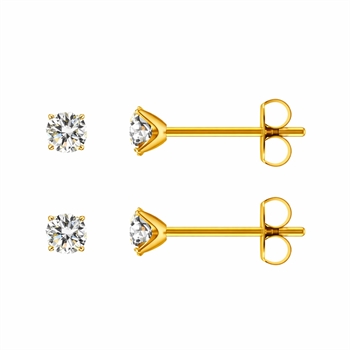 100% Titanium Ørestikkere med forgyldt titanium 