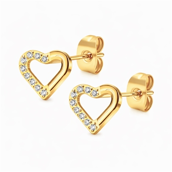 100% Titanium Hjerte ørestikkere i forgyldt 