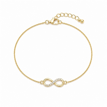 8kt guld armbånd med evighedstegn og zirkonia