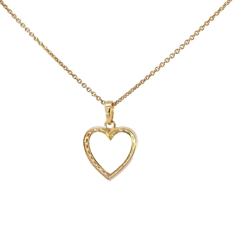 8kt guld hjerte vedhæng med zirkonia og forgyldt kæde 13x14mm8kt guld hjerte vedhæng med zirkonia 3