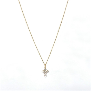 Kors vedhæng i 8 kt guld med forgyldt ankerkæde