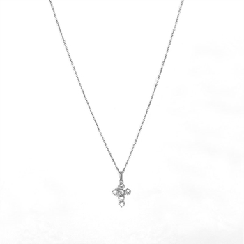 Kors vedhæng i sølv med elegant sølv ankerkæde