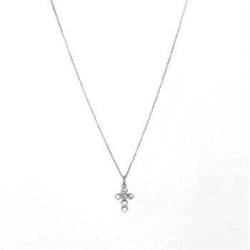 Kors-vedhæng i sølv med zirkonia