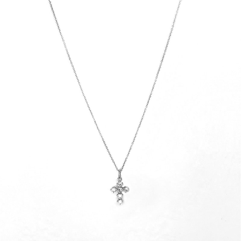 Kors-vedhæng i sølv med zirkonia