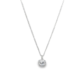 Kvadratisk rosette vedhæng i sølv med zirkonia og sølv ankerkæde