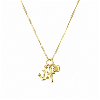 Smukt Tro, Håb og Kærlighed vedhæng i 8 karat guld