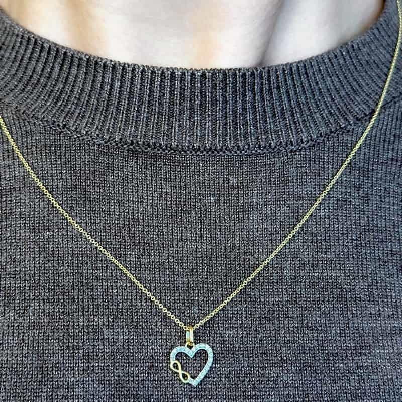 8kt guld hjerte vedhæng med zirkonia