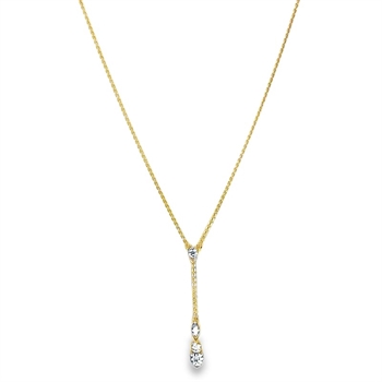 Y-vedhæng i 8 karat guld med klare zirkonia