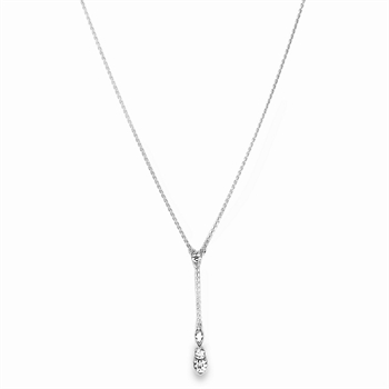 Elegant Y-vedhæng i sølv med klare zirkonia