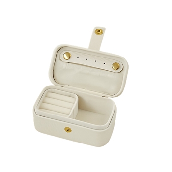 Lille rejsesmykkeskrin i off white glimmer