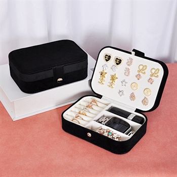 Elegant smykkeskrin i velour - Sort