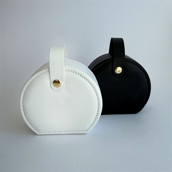 Rundt smykkeskrin i hvid kunstlæder  3