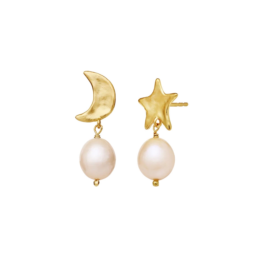 Gabrielle øreringe i forgyldt sølv fra Maanesten med rosa ferskvandsperle