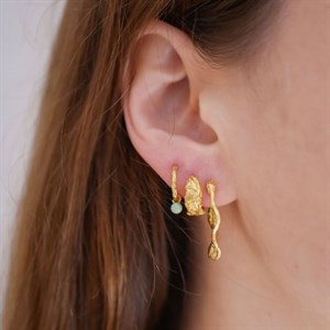 Modelbillede: Enamel - Belle Dusty Green Hoops i forgyldt sølv