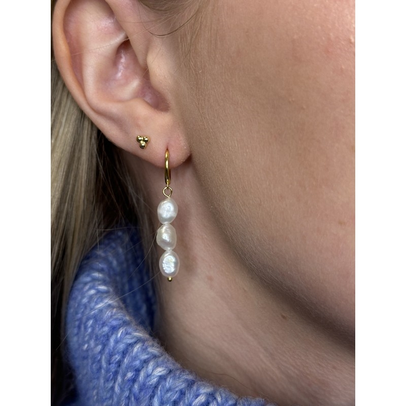 MerlePerle Agnete perleøreringe i forgyldt ME-216-gp