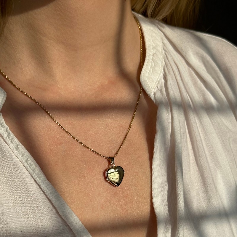 BNH - Blank Hjerte Medaljon i 8-14 karat - small 2