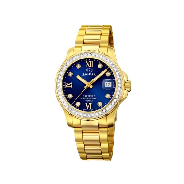 Jaguar - Lady\'s Diver ur i guldduble med blå J895/3