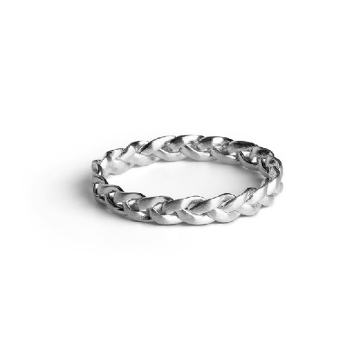 Jane Kønig Braided medium ring i mat sølv