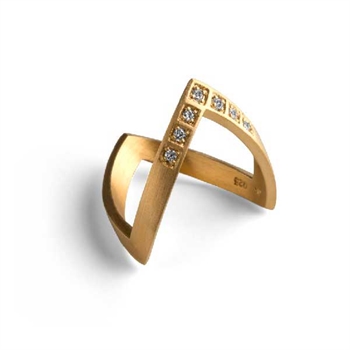 Jane Kønig V-ring med diamanter JK0129RD-G