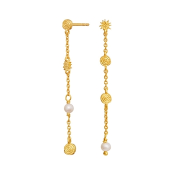 Maanesten Evante øreringe i forgyldt sølv med ferskvandsperler