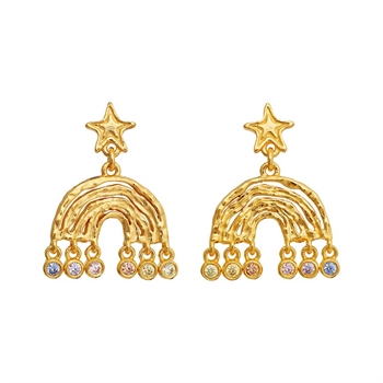 Maanesten Kimi øreringe i forgyldt sølv med farvede zirkonia