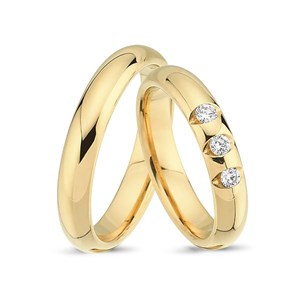 Nuran - Vielsesringe i 8-14kt. guld m. i alt 0,24ct. diamanter