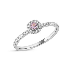 Sofia - Pink safir diamantring i 14kt. hvidguld m. i alt 0,17ct.