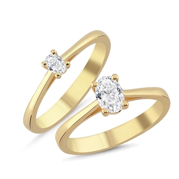 The One Oval Diamantring i 14 kt. guld med 0,13 - 0,50
