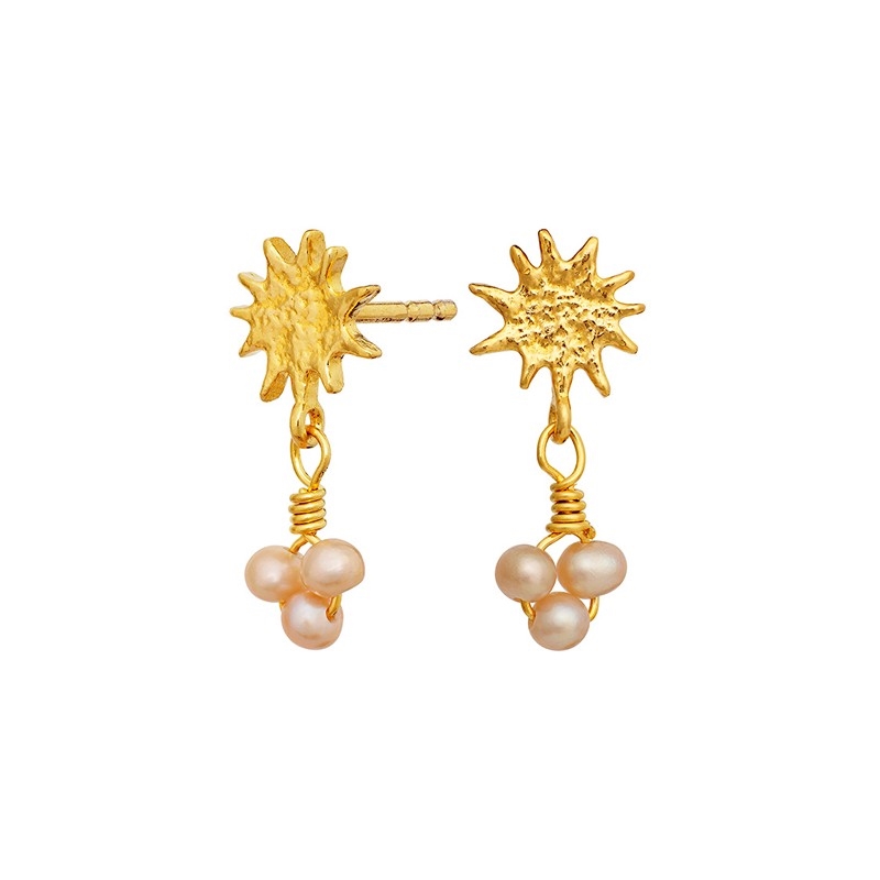 Maanesten Lucie øreringe i forgyldt sølv med rosa ferskvandsperler 2