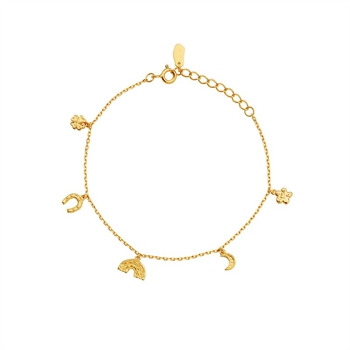 Maanesten Lucky Charm armbånd i forgyldt sølv med charms