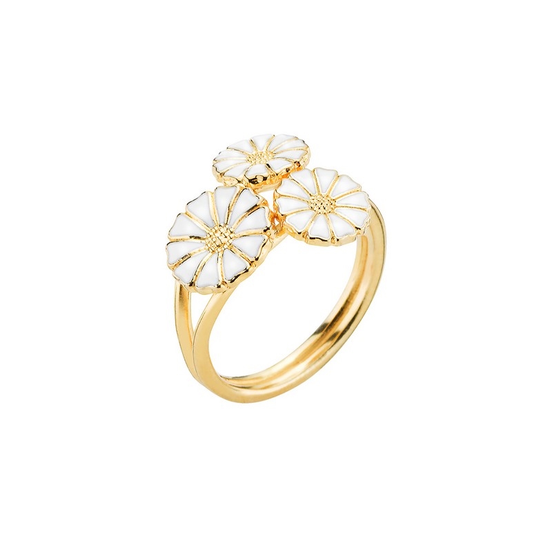 Billede af Lund Copenhagen Marguerit ring - 3 stk. hvid forgyldt