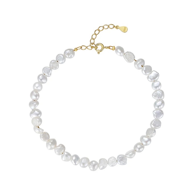 Amalia Perlearmbånd i forgyldt sølv fra Merleperle.