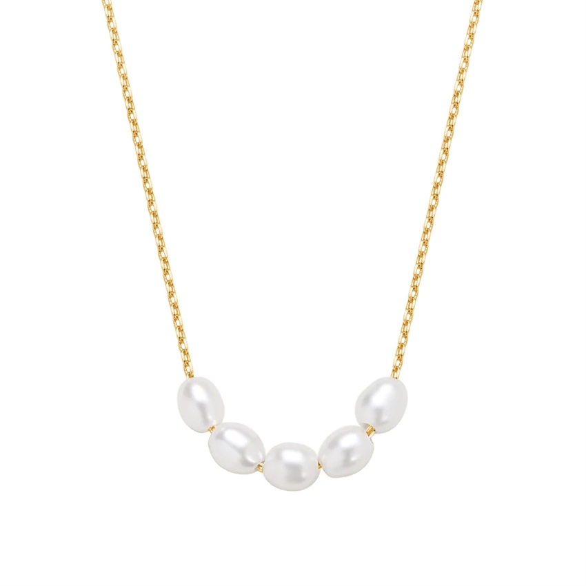Billede af MerlePerle - Pearlia halskæde i forgyldt sølv m. hvide perler
