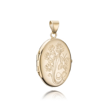 Oval medaljon med mønster i small | 8 eller 14 kt guld