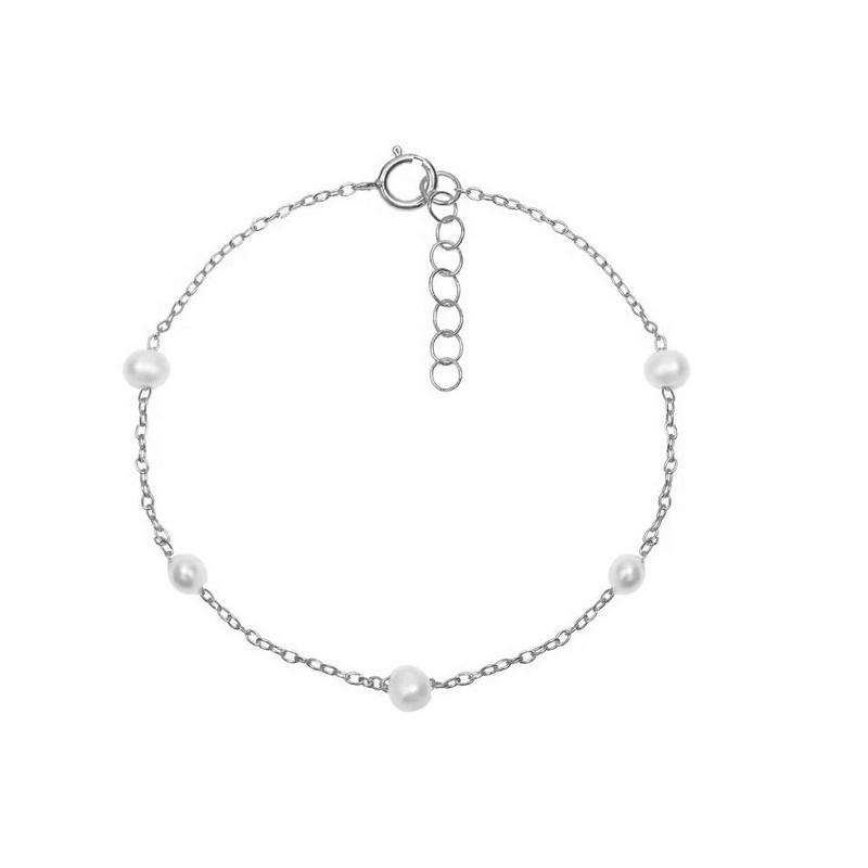 Billede af MerlePerle - Agnes perlearmbånd i sølv med fem perler