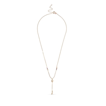 Enamel Dorothea Y-halskæde i forgyldt sølv med ferskvandsperler og farvede perler 2