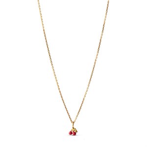 Enamel - Cherry Red halskæde i forgyldt