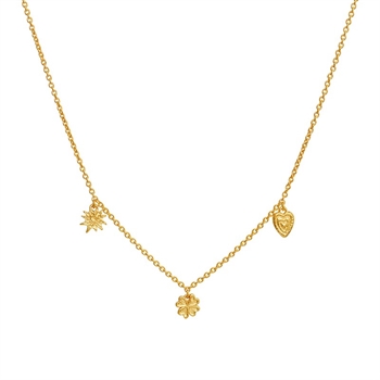 Maanesten Nanna halskæde i forgyldt sølv med tre vedhæng