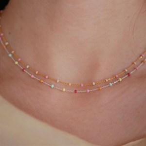 Enamel - LOLA RAINBOW halskæde i sølv N55S