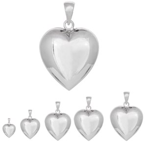 Hjerte vedhæng i sølv - 5 størrelser fra noa