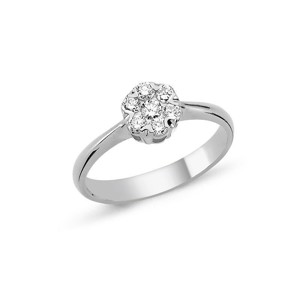Flora Diamant Ring - 14 karat Hvidguld med Blomst af Diamanter 0,23-0,75 ct