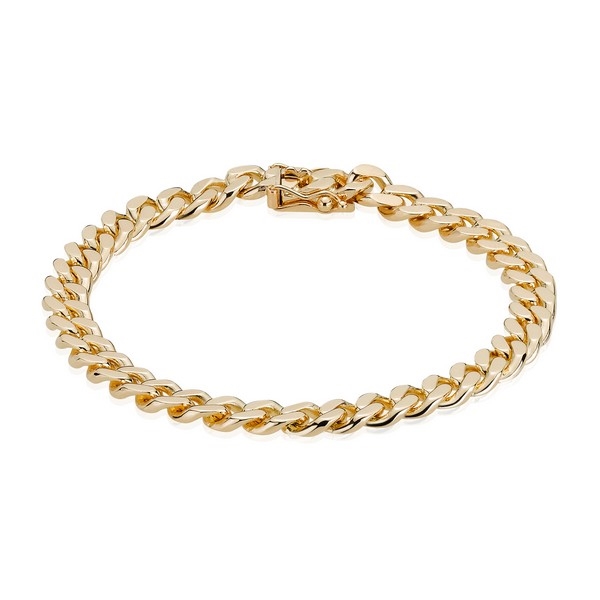 Billede af Panser Facet 14 kt guld armbånd - 21 cm med plade - 3,55 mm