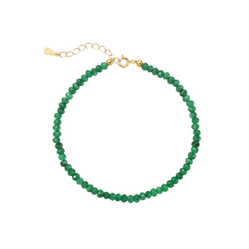 Billede af ByBirch - Lotus armbånd i forgyldt sølv m grøn jade