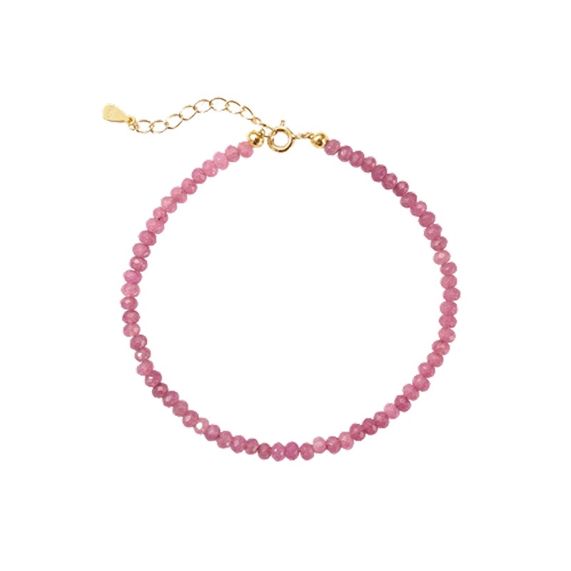 Billede af ByBirch - Lotus armbånd i forgyldt sølv m pink jade